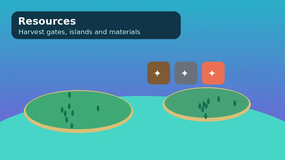 Resource gathering route and material markers