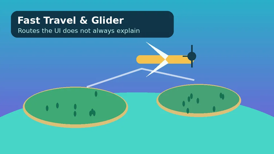 Travel route with seaplane and glider